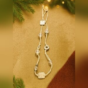 Elegant Silver and White Beaded Necklace